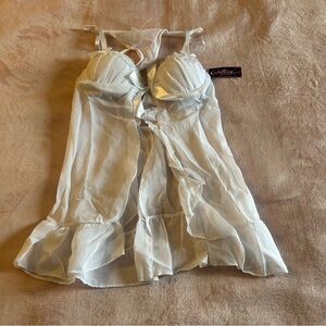 Native Intimates white sheer open front teddy with matching g-string